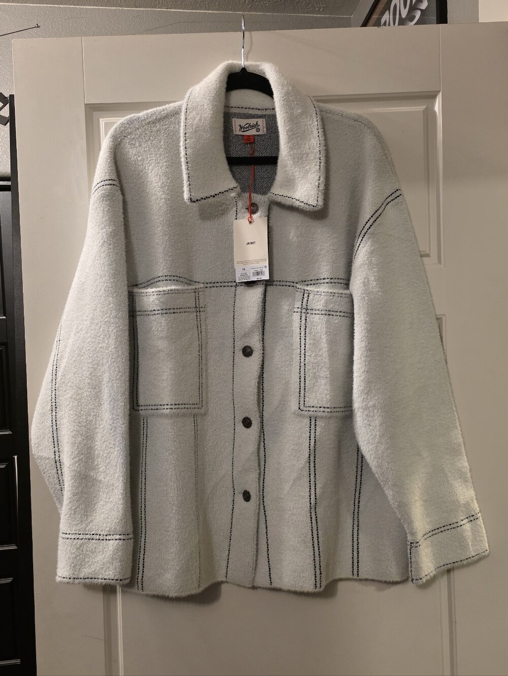 Woolrich Cream Shacket with Black Contrast Stitching Size 1X